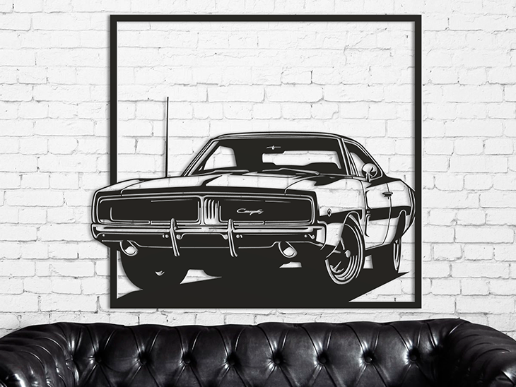 3D Ξύλινο Κάδρο "American Muscle - Classic Charger"