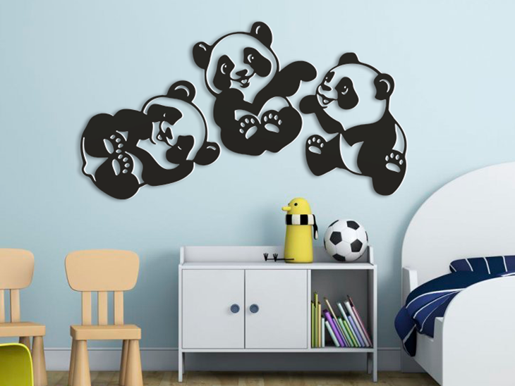 Wood Image Design 3D Ξύλινο Σετ "Playful Pandas" – (3 Τεμάχια)