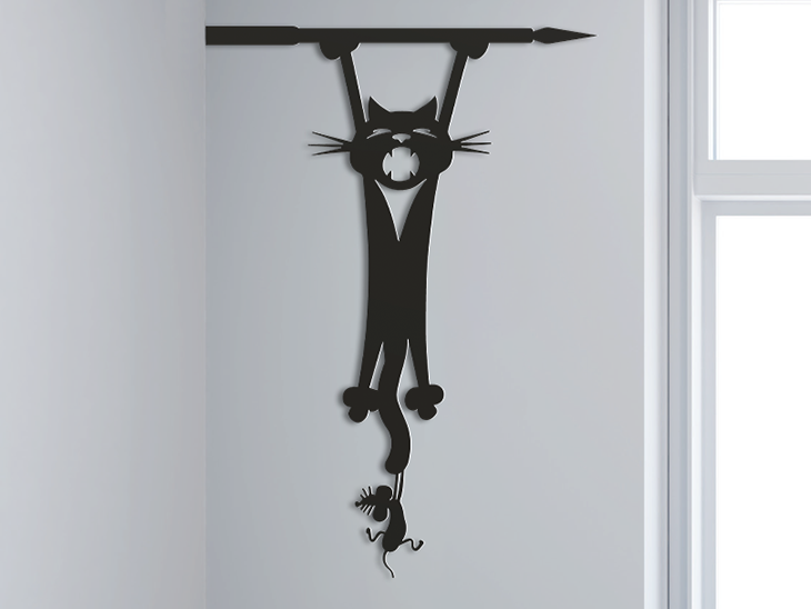 Funny Hanging Cat with Pencil - CNC & Laser Cut Design (STL, DXF, SVG Files) | Ψηφιακό Σχέδιο