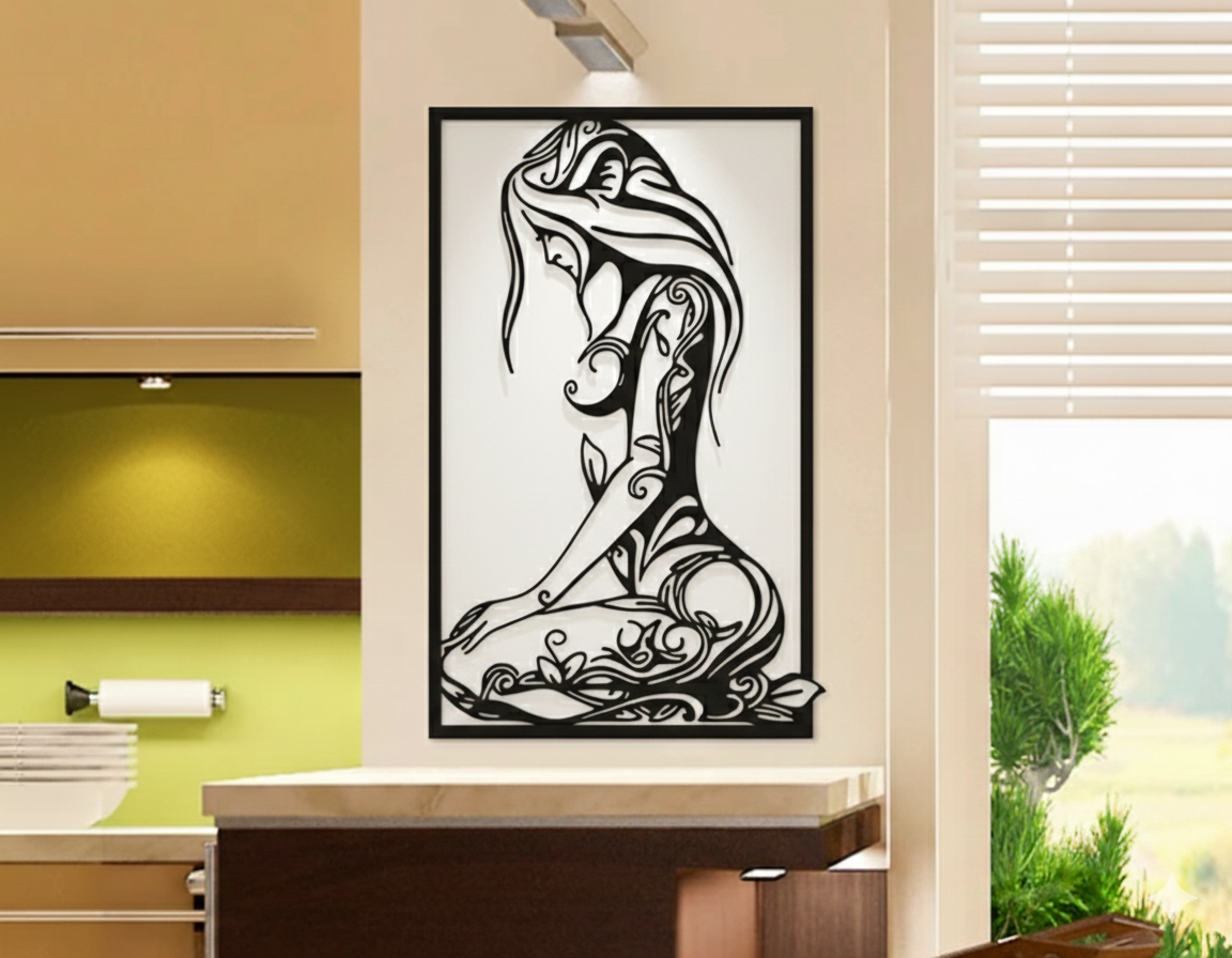 3D Ξύλινο Κάδρο "Floral Silhouette"