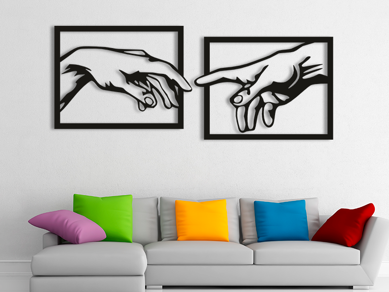 3D Ξύλινο Δίπτυχο "The Creation of Adam" – Michelangelo