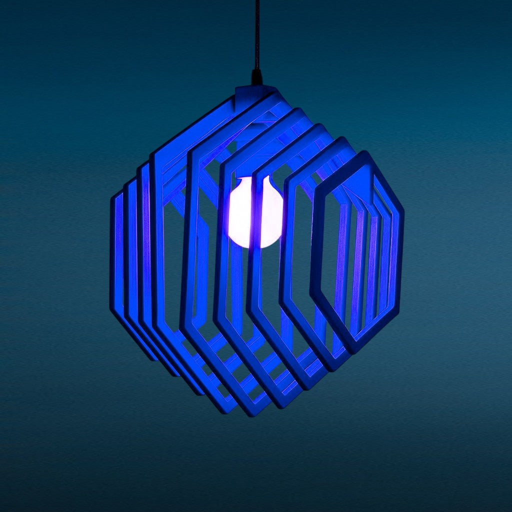 Κρεμαστό Ξύλινο Φωτιστικό “Hexa” – 35 x 35 εκ. | Γεωμετρικό Design σε Πολλά Χρώματα