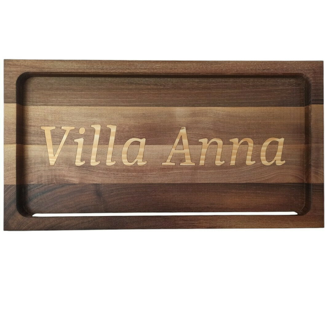 Ξύλινη Πινακίδα από Μασίφ Καρυδιά με Inlay