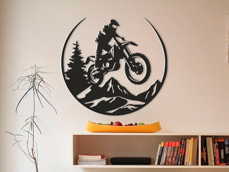 3D Ξύλινο Κάδρο "Motocross Action"