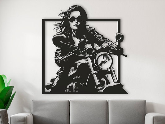 Biker Girl Wall Art - Ξύλινο Διακοσμητικό Τοίχου (Laser Cut)