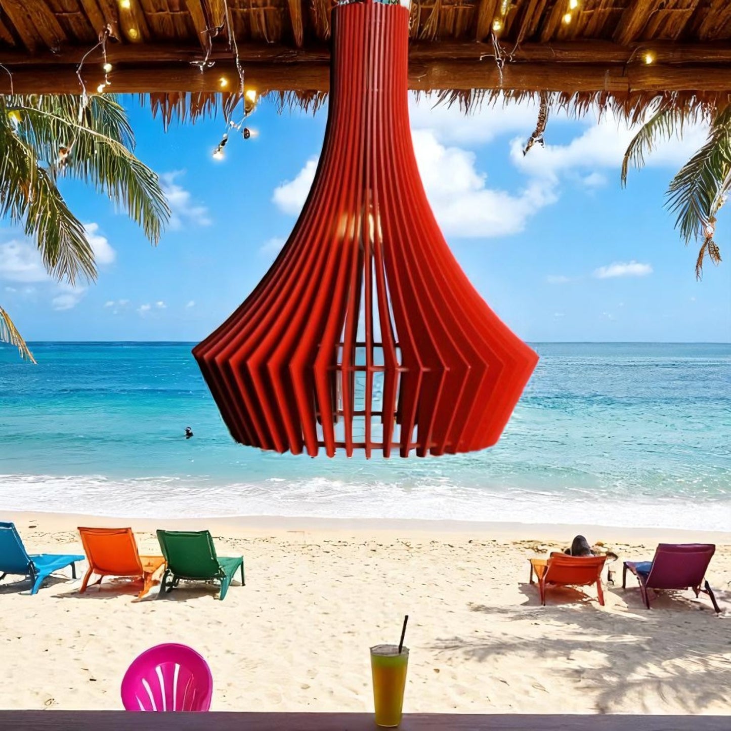 Ξύλινο Κρεμαστό Φωτιστικό – Μοντέρνος Σχεδιασμός σε Πολλά Χρώματα