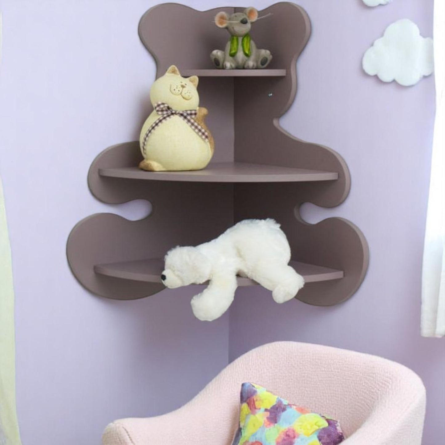 Ξύλινο Ράφι Αρκουδάκι Γωνίας – Παιδική Διακόσμηση