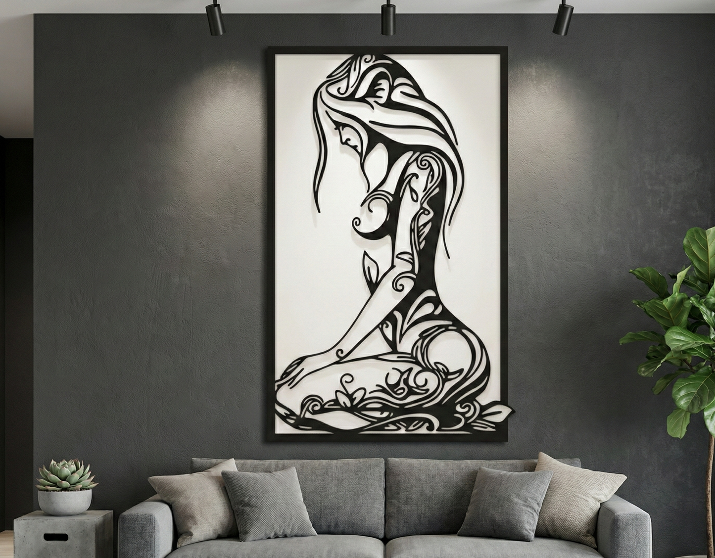 3D Ξύλινο Κάδρο "Floral Silhouette"