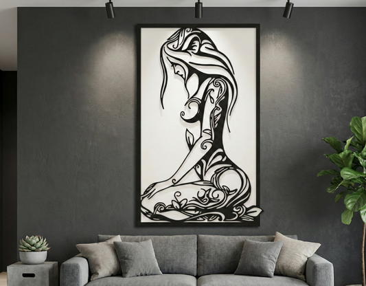 3D Ξύλινο Κάδρο "Floral Silhouette"