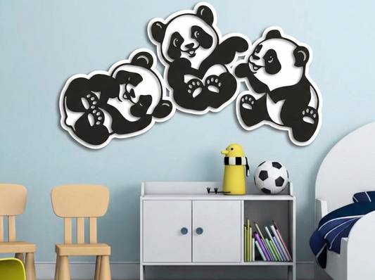 Wood Image Design 3D Ξύλινο Σετ "Playful Pandas" –  (3 Τεμάχια)