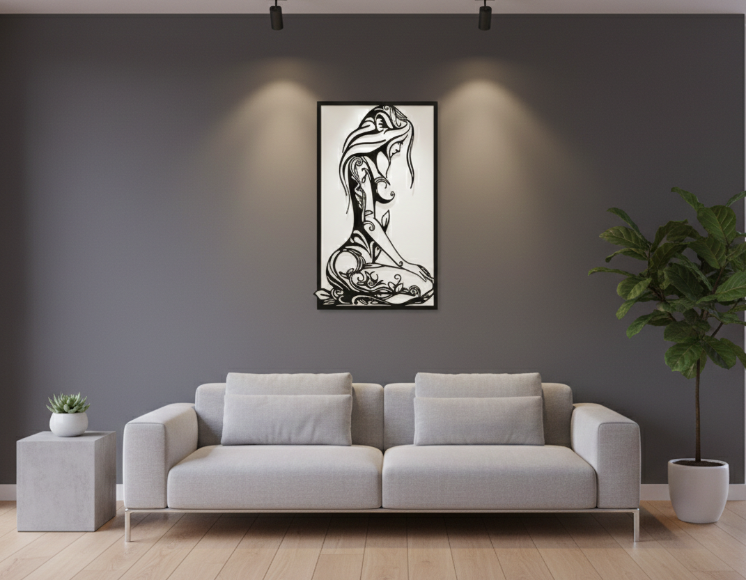 3D Ξύλινο Κάδρο "Floral Silhouette"