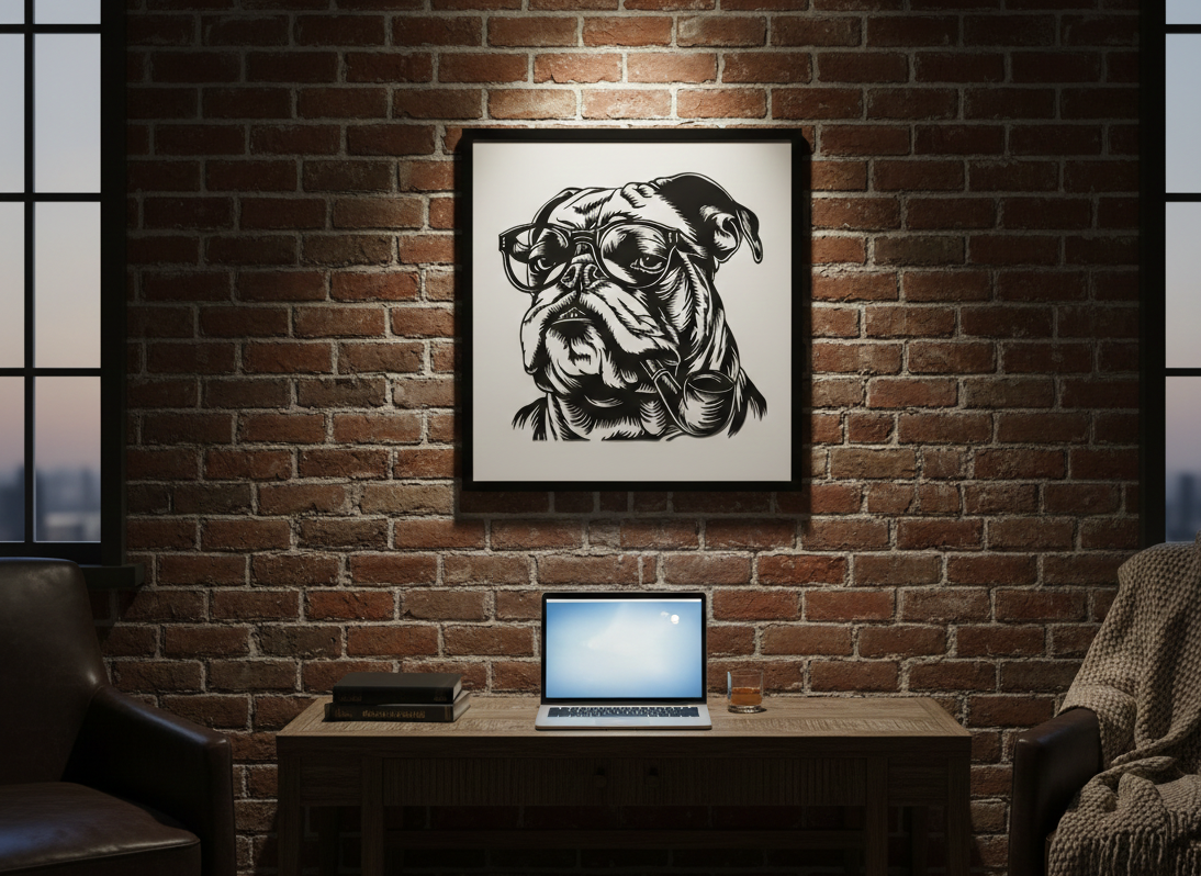 3D Ξύλινο Κάδρο "Gentleman Pug"