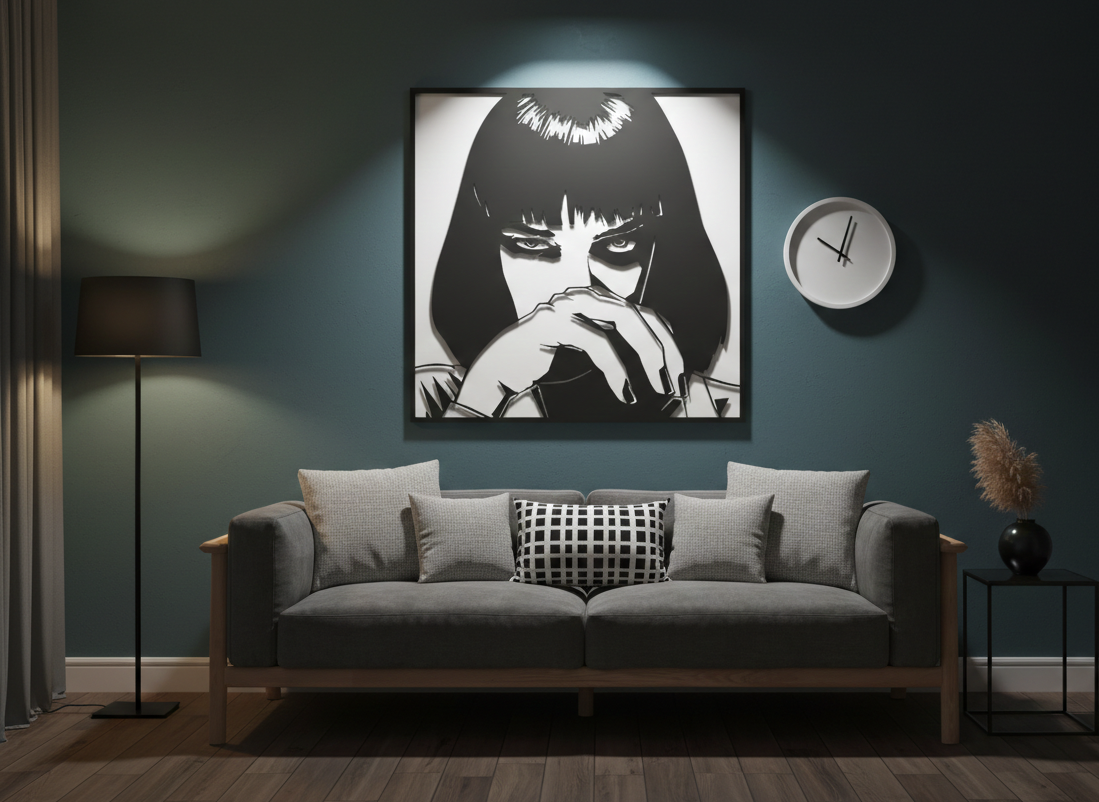 3D Ξύλινο Κάδρο "Mia Wallace - Pulp Fiction"
