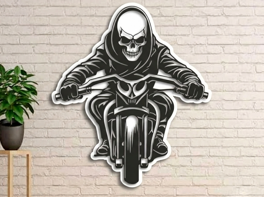 3D Ξύλινο Κάδρο "Ghost Rider Silhouette"
