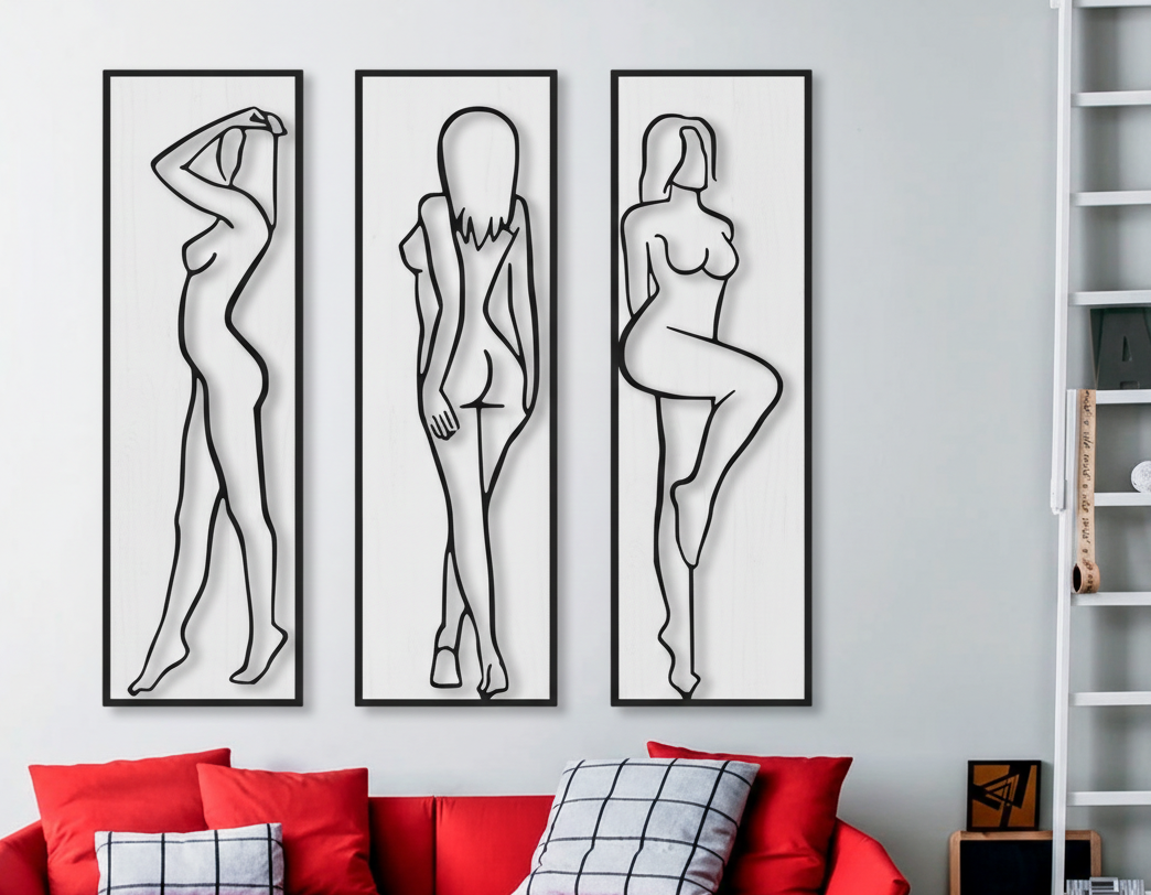 Wood Image Design Ξύλινο Τρίπτυχο "Elegant Silhouettes" – Set 3 Πάνελ
