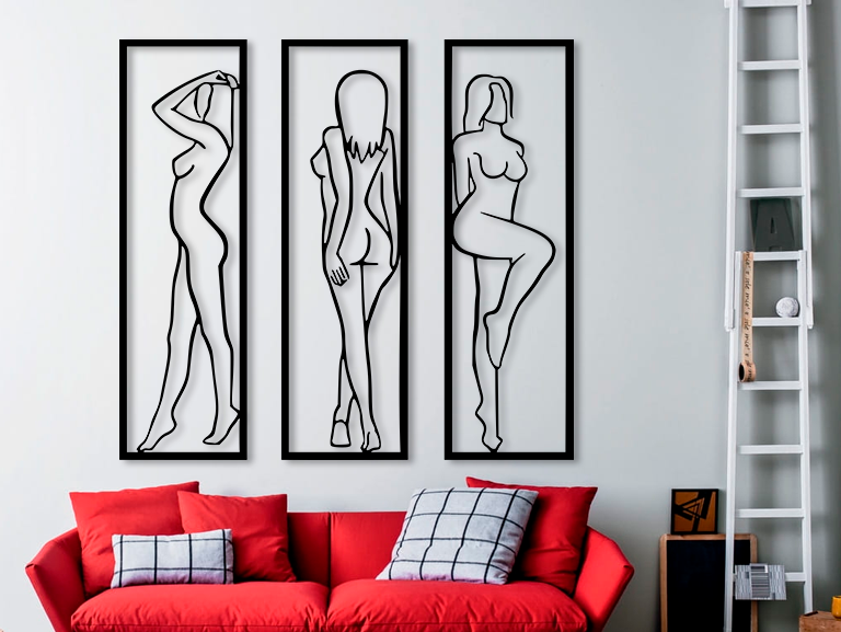 Wood Image Design Ξύλινο Τρίπτυχο "Elegant Silhouettes" – Set 3 Πάνελ