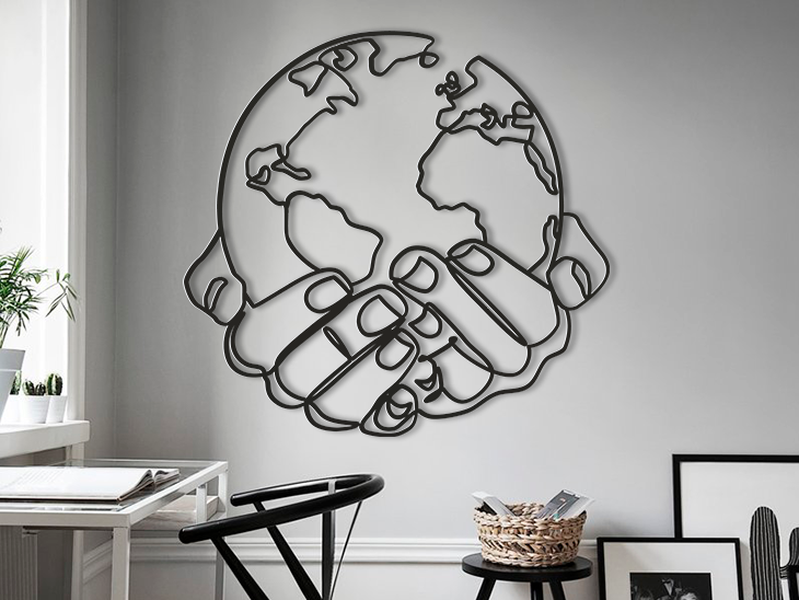 Hands Holding Earth - CNC & Laser Cut Design (STL, DXF, SVG Files) | Ψηφιακό Σχέδιο