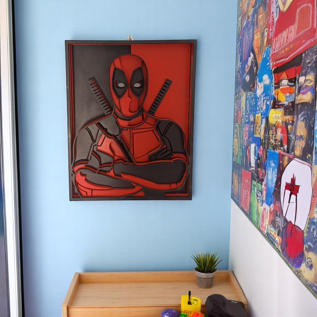 Ξύλινο 3D Κάδρο Deadpool –Φτιάξε τον Ηρωα σου