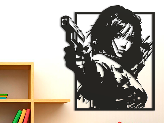 3D Ξύλινο Κάδρο "Femme Fatale Action"