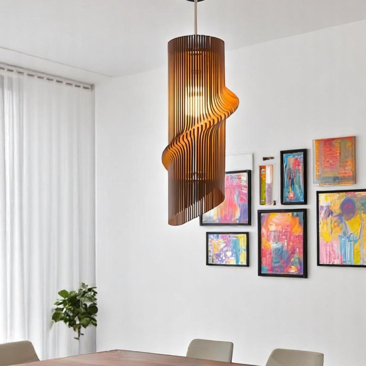 Ξύλινο Κρεμαστό Φωτιστικό Σπιράλ – Μοντέρνο Design