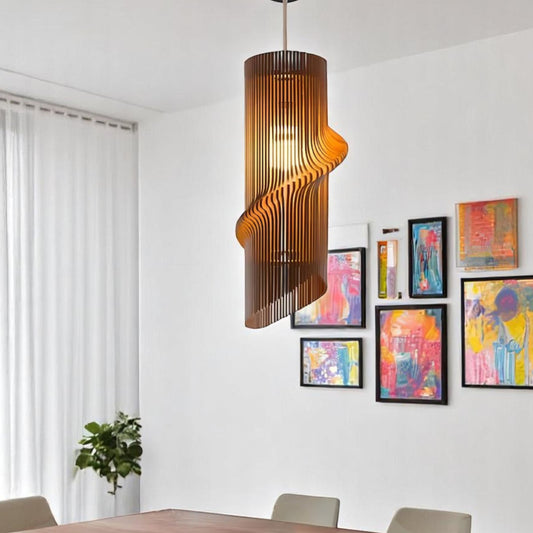 Ξύλινο Κρεμαστό Φωτιστικό Σπιράλ – Μοντέρνο Design