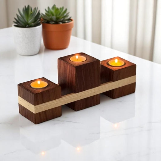 Ξύλινο Κηροπήγιο Τριπλό για Ρεσώ