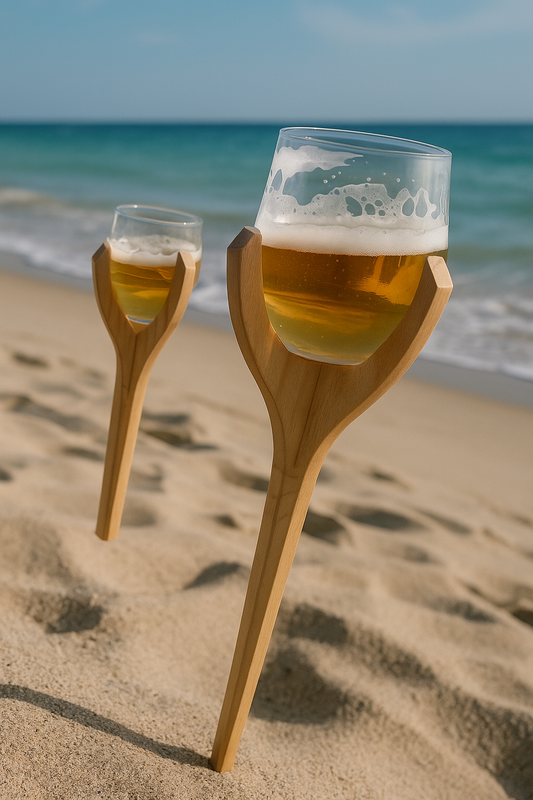 Ξύλινη Διασπώμενη Θήκη Ποτηριού Παραλίας – Για Μπύρα, Κρασί & Καφέ