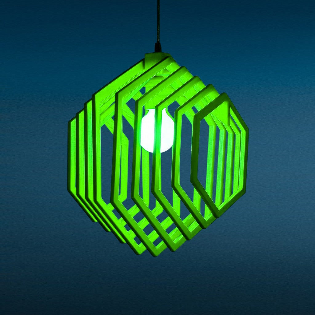 Κρεμαστό Ξύλινο Φωτιστικό “Hexa” – 35 x 35 εκ. | Γεωμετρικό Design σε Πολλά Χρώματα