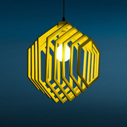 Κρεμαστό Ξύλινο Φωτιστικό “Hexa” – 35 x 35 εκ. | Γεωμετρικό Design σε Πολλά Χρώματα